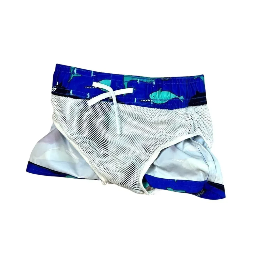 Cat and Jack Blue Whale Toddler Swim Trunks Shorts sz 6-9 months NWOT Kids‎ Boys
